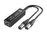 TiGHT AV AU-X2O-DA Dante audio adapter, close-up of Ethernet port and XLR output connectors