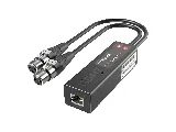 TiGHT AV AU-X2I-DA Dante audio adapter, angled view showing Ethernet port and XLR leads