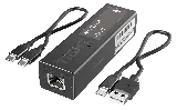 TiGHT AV AU-U22-DA USB-to-Dante audio adapter, angled view with USB leads