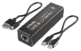 TiGHT AV AU-U22-DA USB-to-Dante audio adapter, close-up showing the Ethernet port
