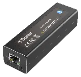 TiGHT AV AU-BT2-DA Bluetooth-to-Dante audio adapter, angled view showing the Ethernet port